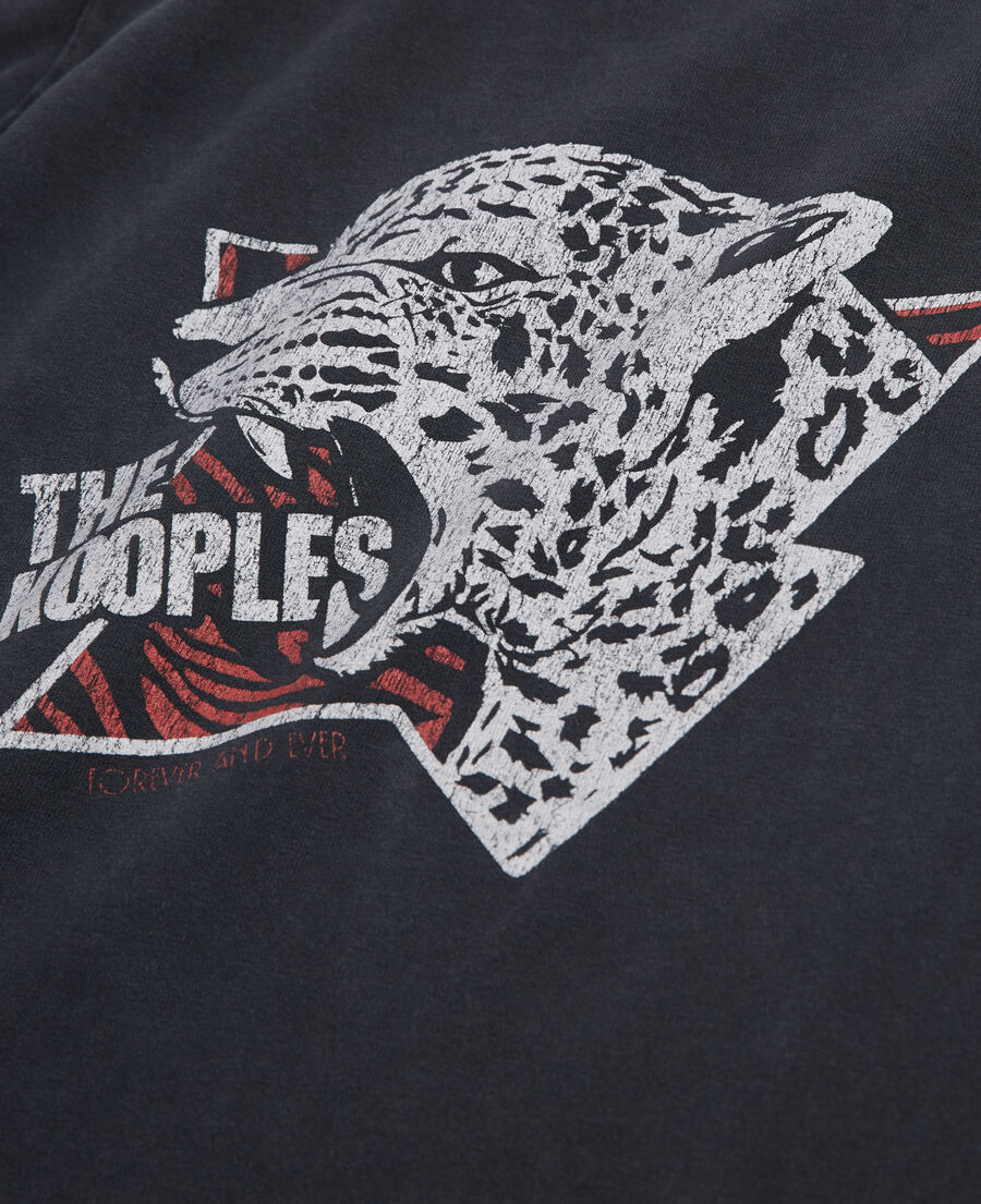 The Kooples MEN BLACK WASHED men's tiger screen print t-shirt