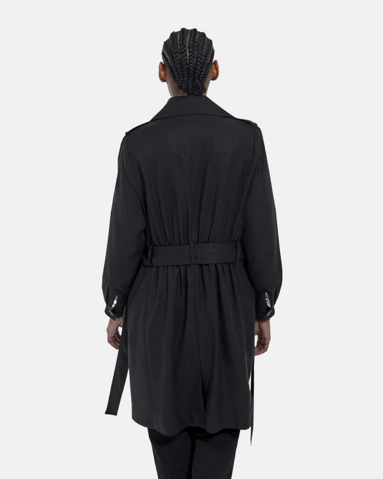 The Kooples FEMME BLACK trench noir tencel élastique dos