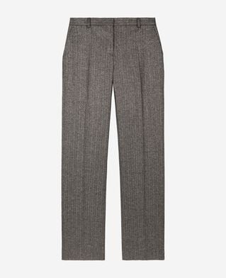 The Kooples WOMEN BLACK gold and black lurex herringbone straight-leg pants