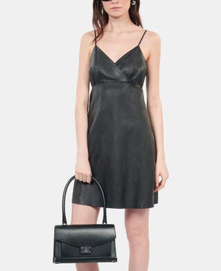 The Kooples WOMEN BLACK short black leather dress