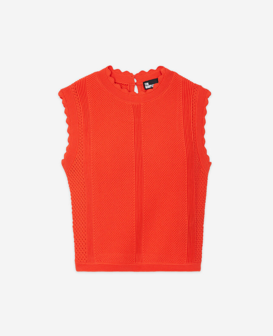 orange short knit top