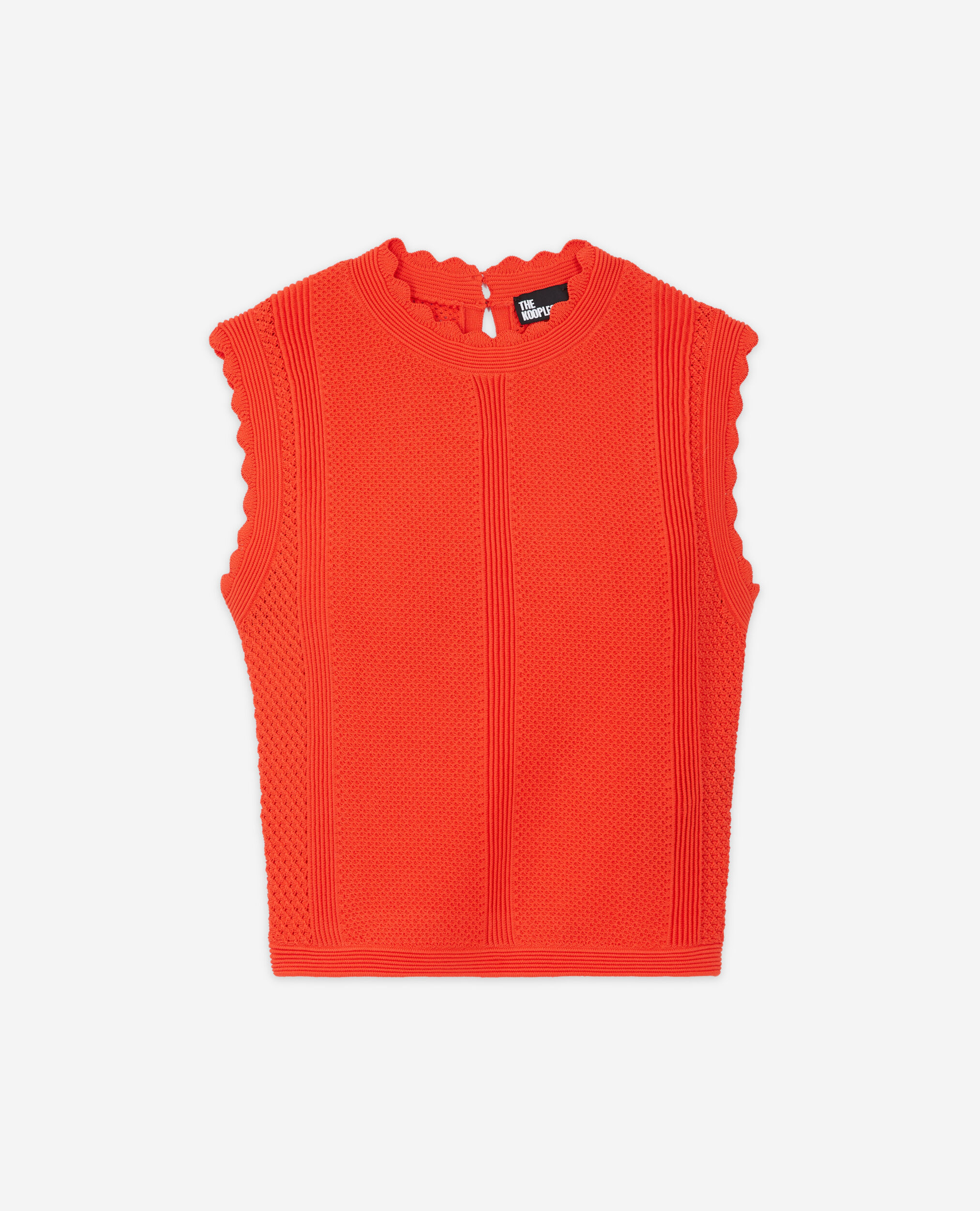 Orange short knit top, PUMPKIN, hi-res image number null