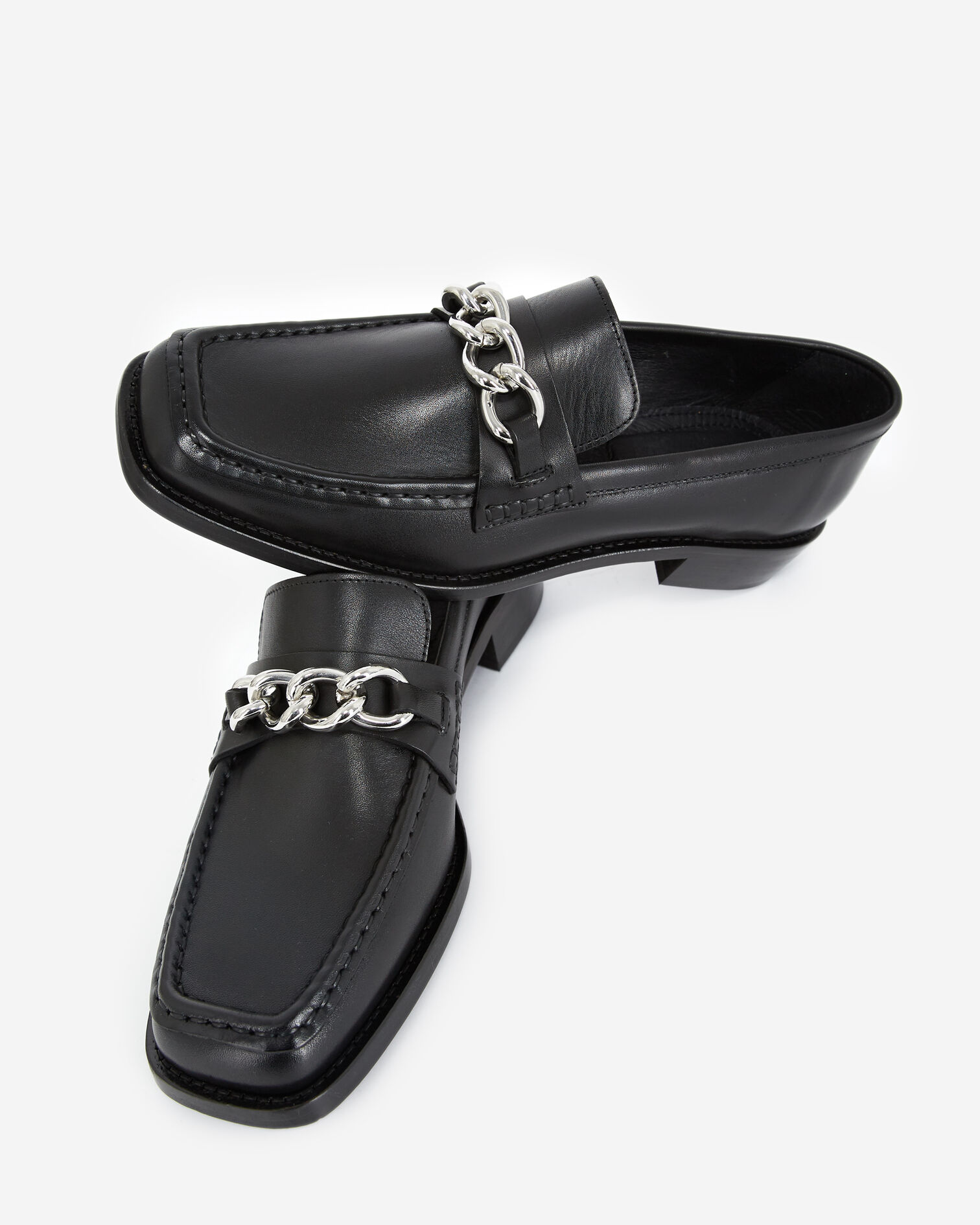 Mocassins noir boucle argent, BLACK, hi-res image number null