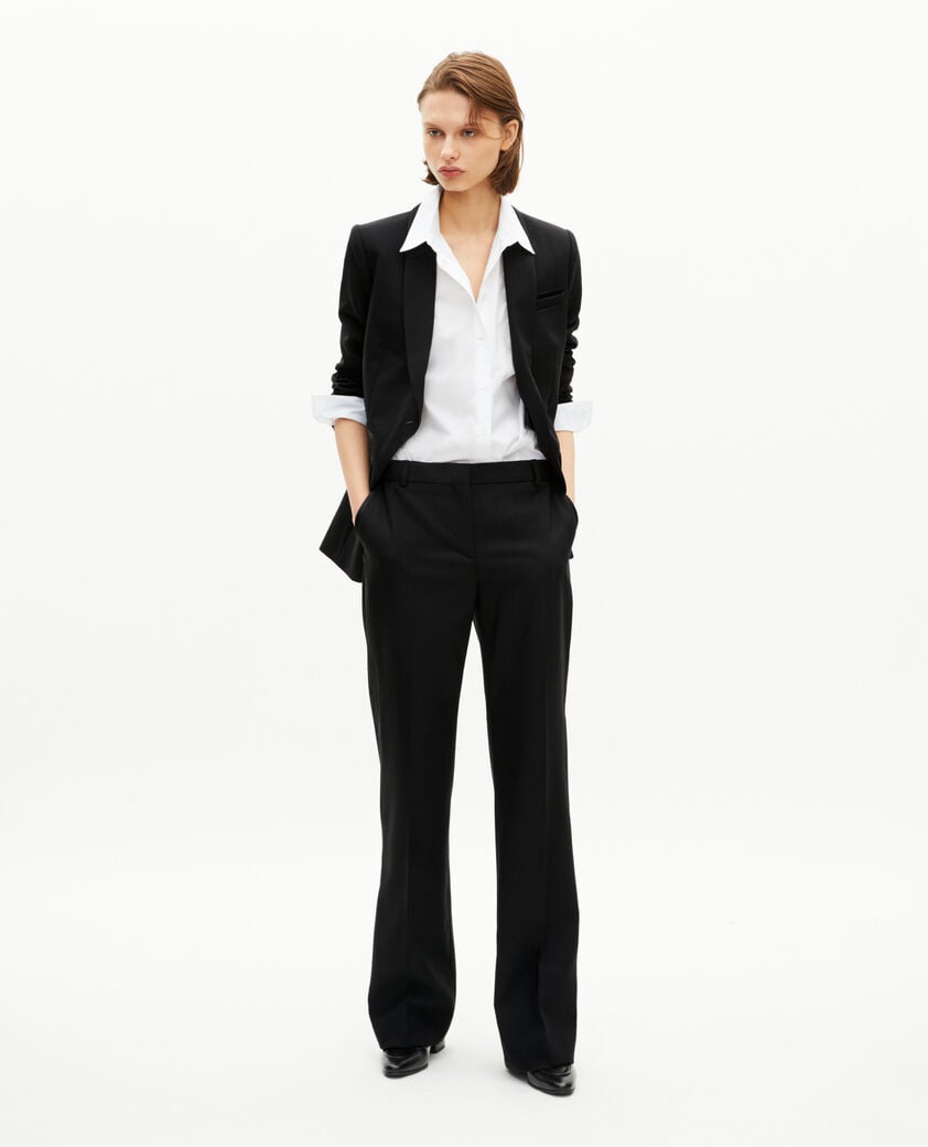 The Kooples WOMEN BLACK black satin detail suit jacket