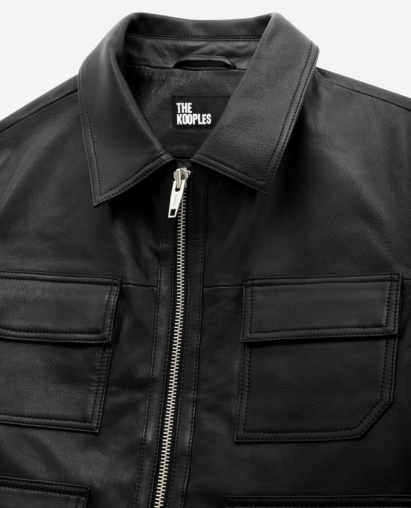 The Kooples MEN BLACK black leather jacket