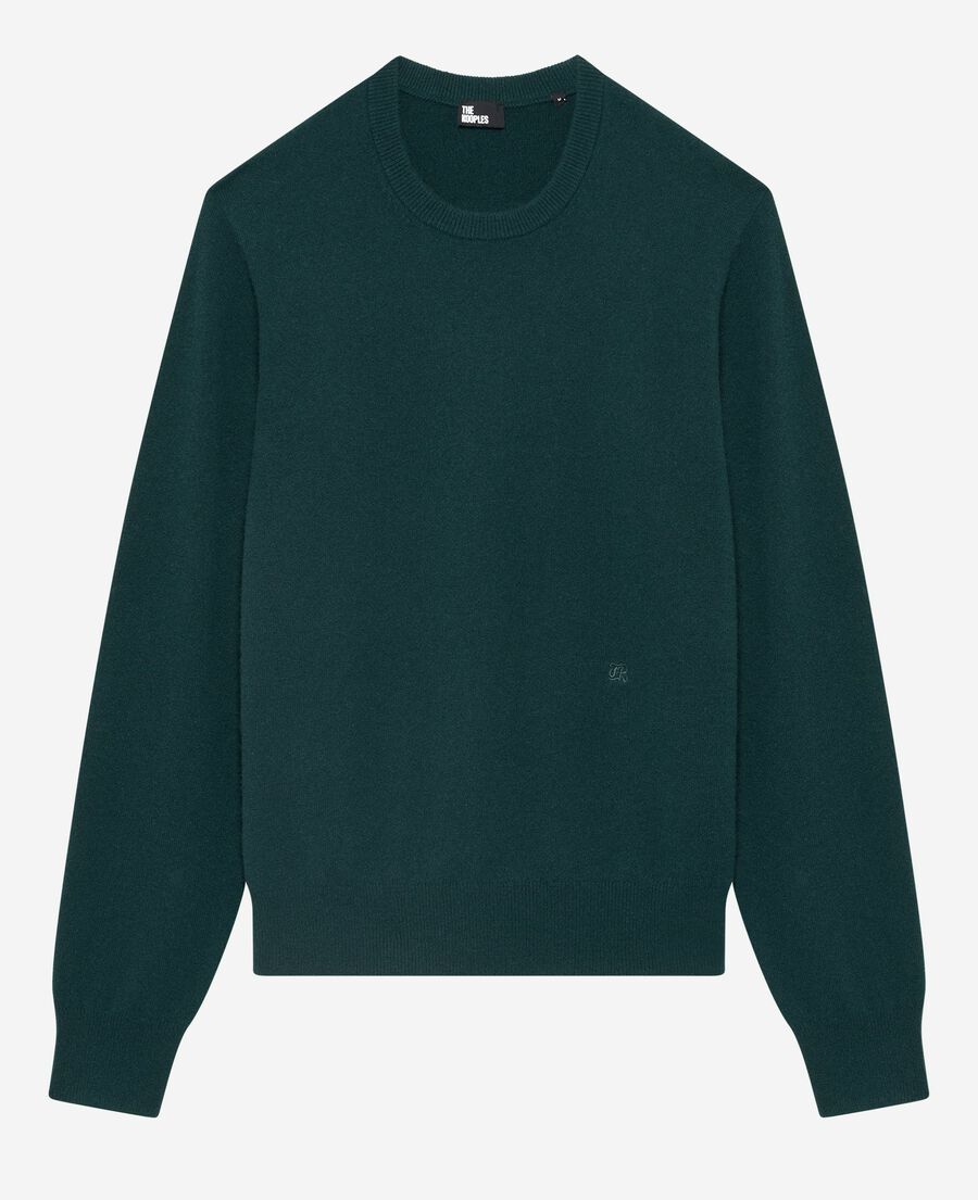 The Kooples HOMME BOTTLE GREEN pull col rond en cachemire vert foncé