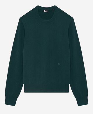 The Kooples HOMME BOTTLE GREEN pull col rond en cachemire vert foncé