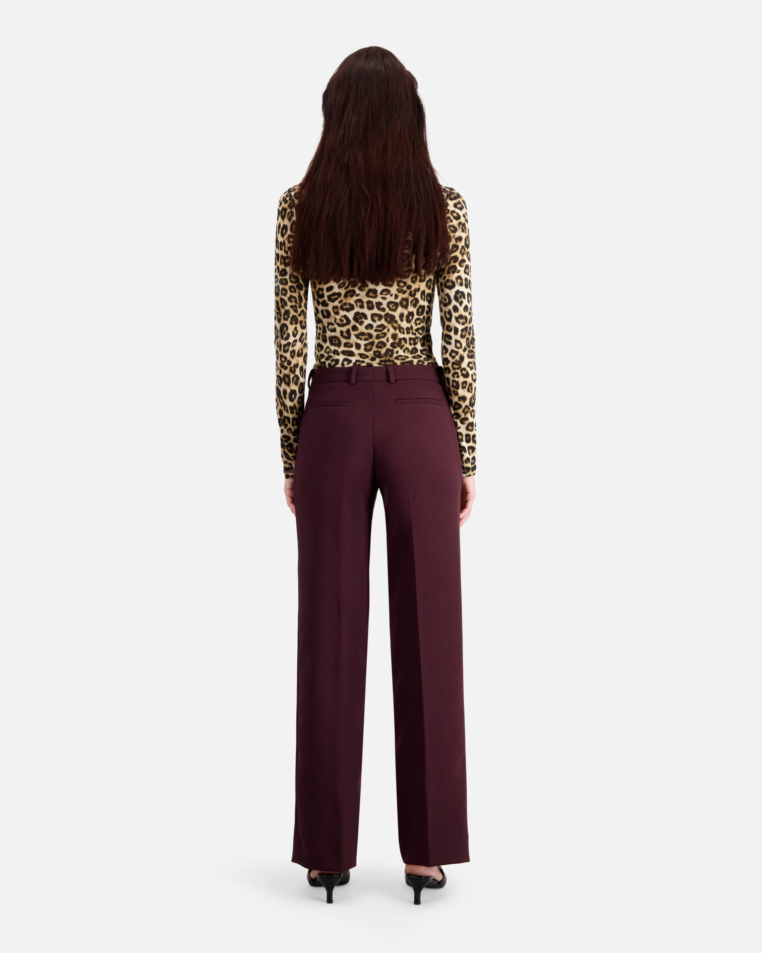 Burgundy crepe suit trousers, BURGUNDY, hi-res image number null