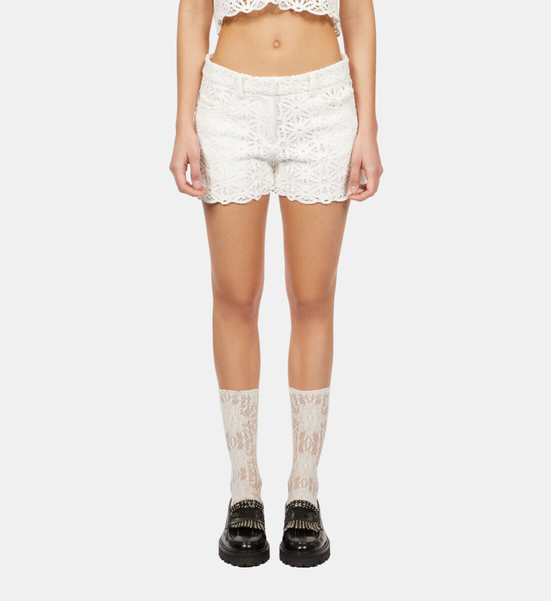 White guipure shorts