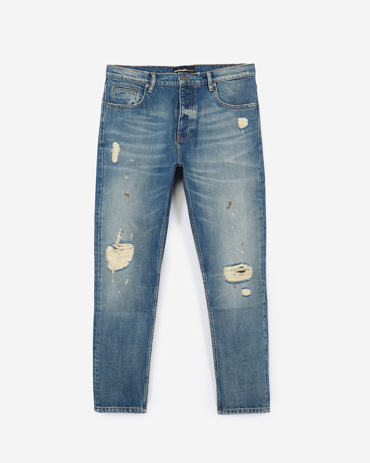 The Kooples HOMME BLUE DENIM jean bleu clair délavé détails destroy