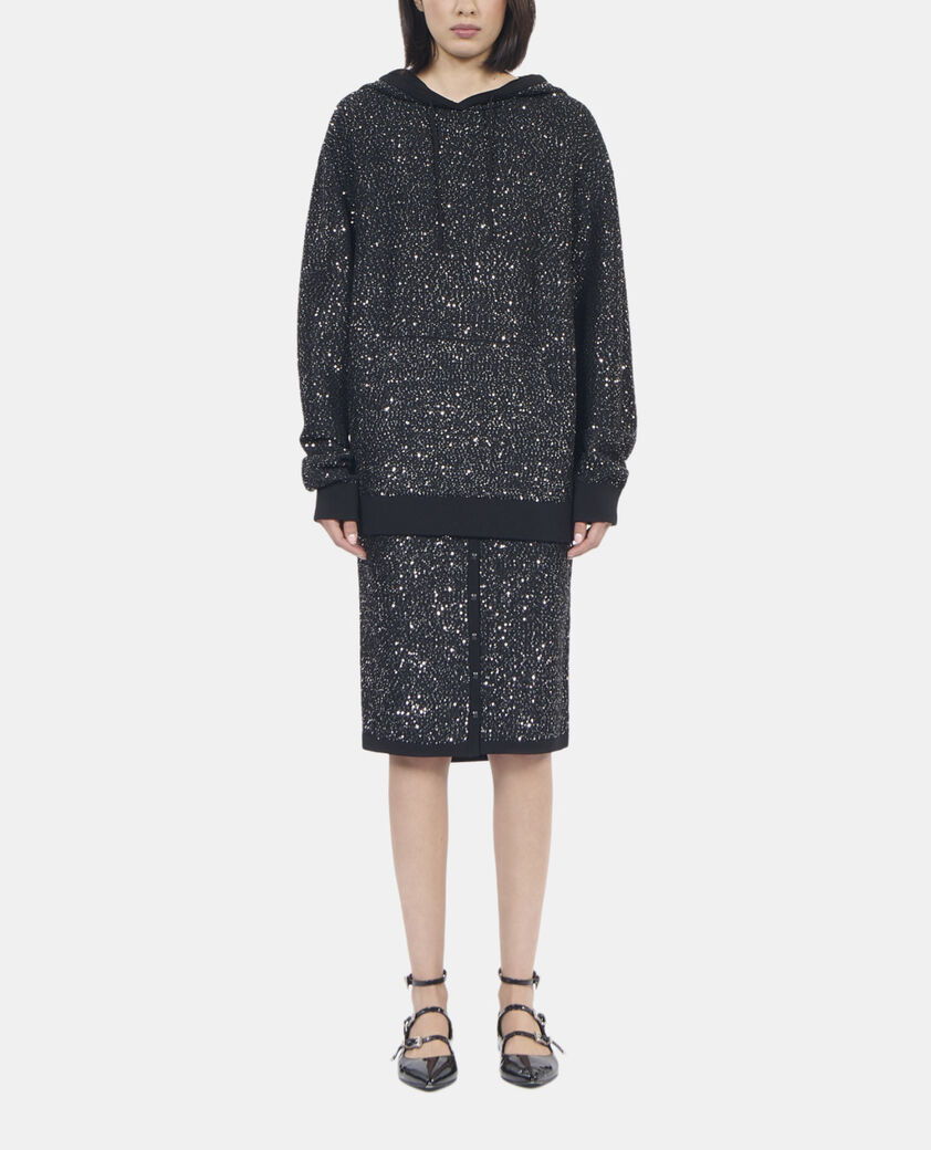 The Kooples FEMME BLACK sweatshirt à sequins en maille noire