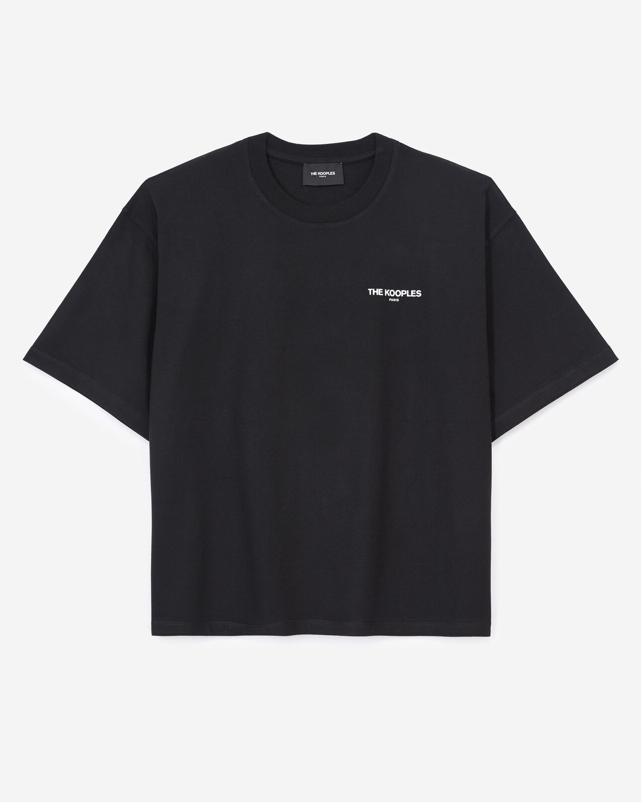 The Kooples DAMEN BLACK baumwoll-t-shirt schwarze stickerei brust