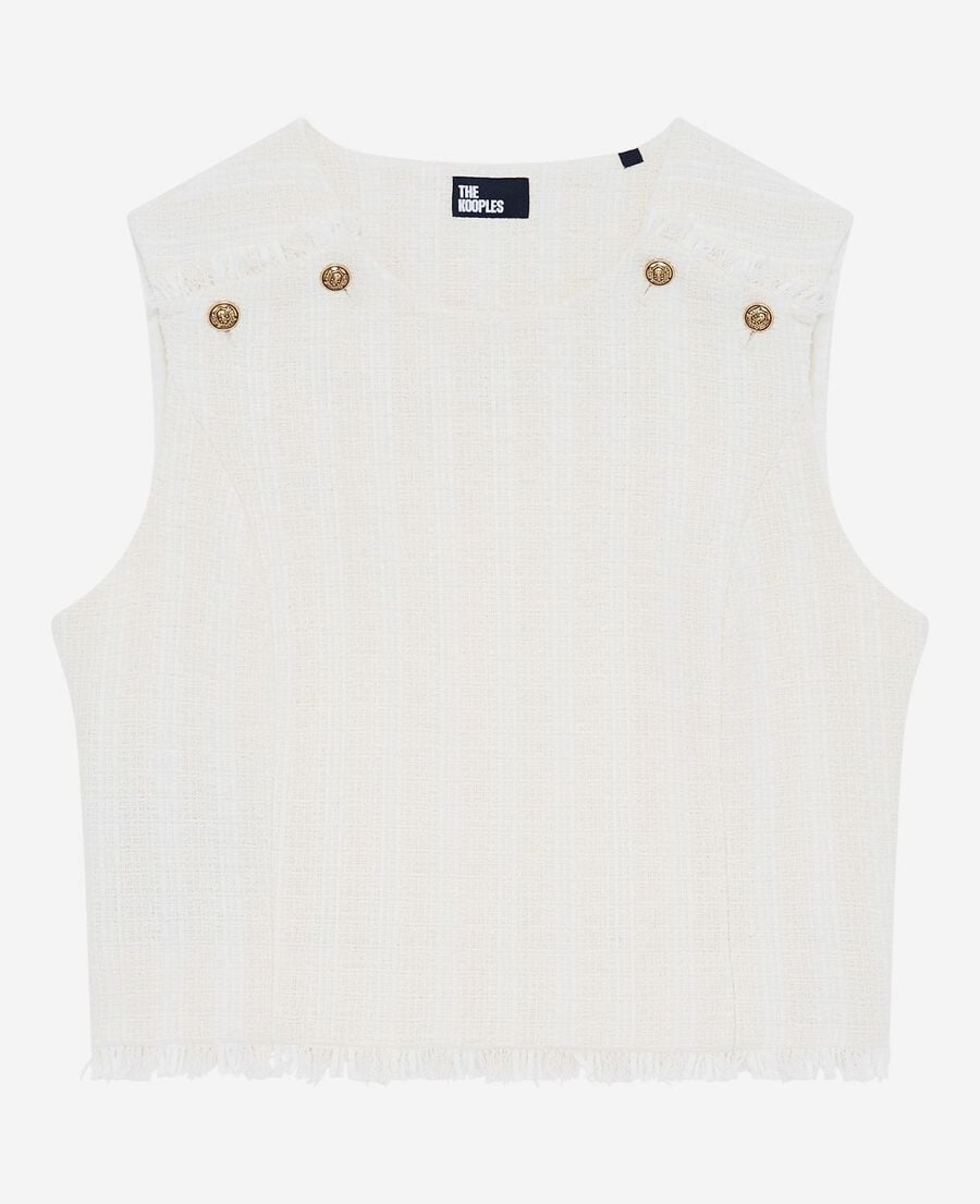 The Kooples F ECRU ecru tweed top