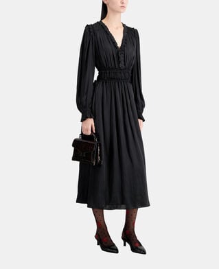 The Kooples WOMEN BLACK long black dress with shirring