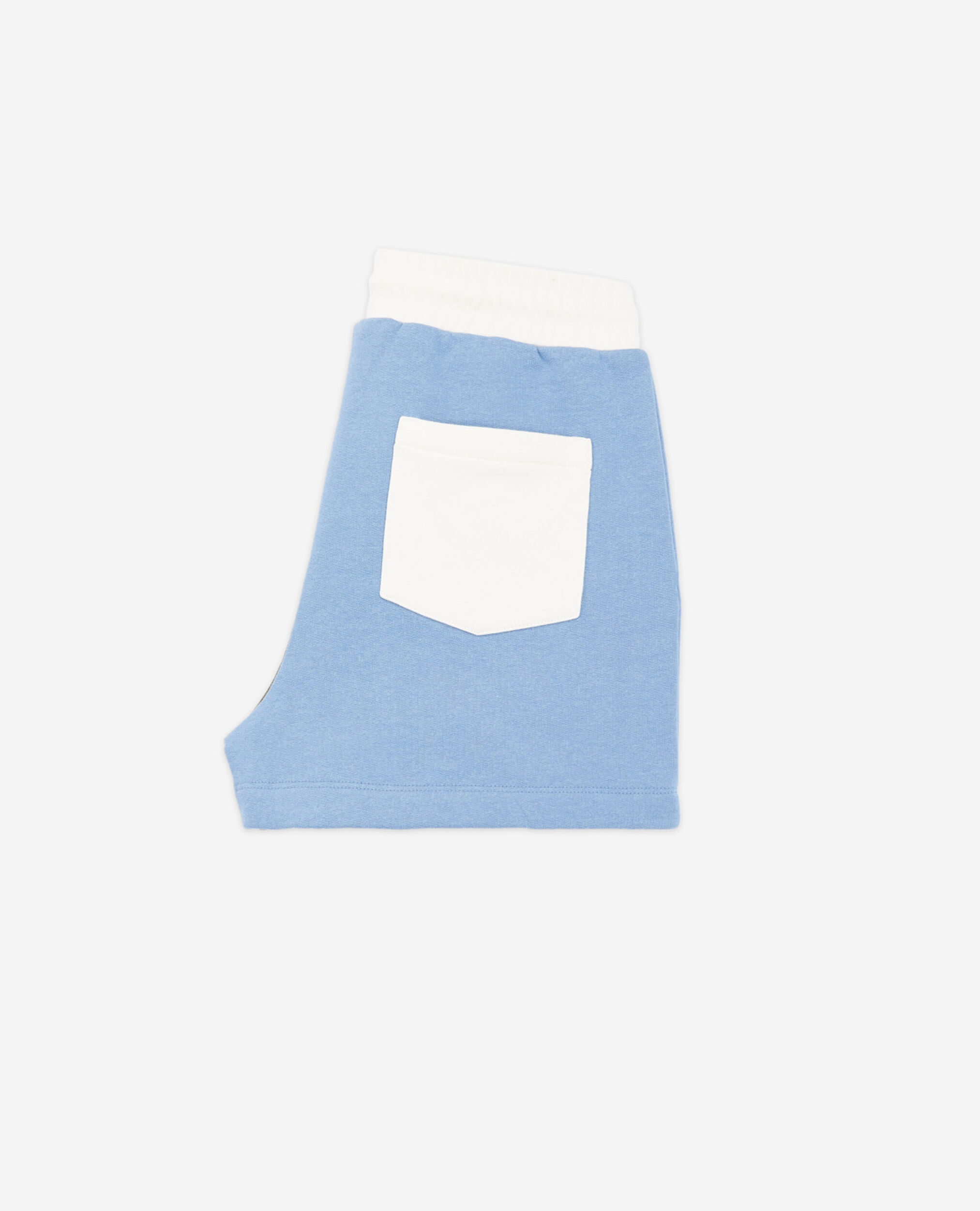 Blue and khaki fleece shorts with The Kooples logo, BLEU KAKI ECRU, hi-res image number null
