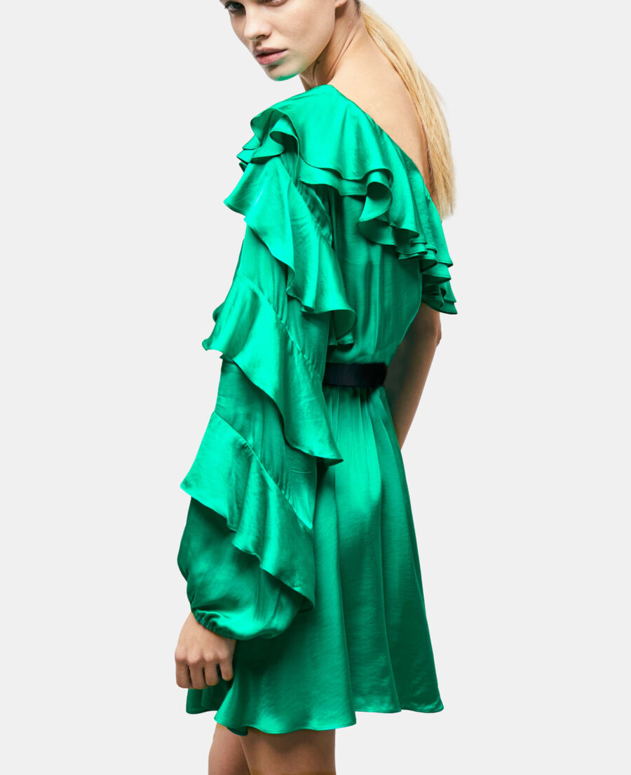 short asymmetric green dress