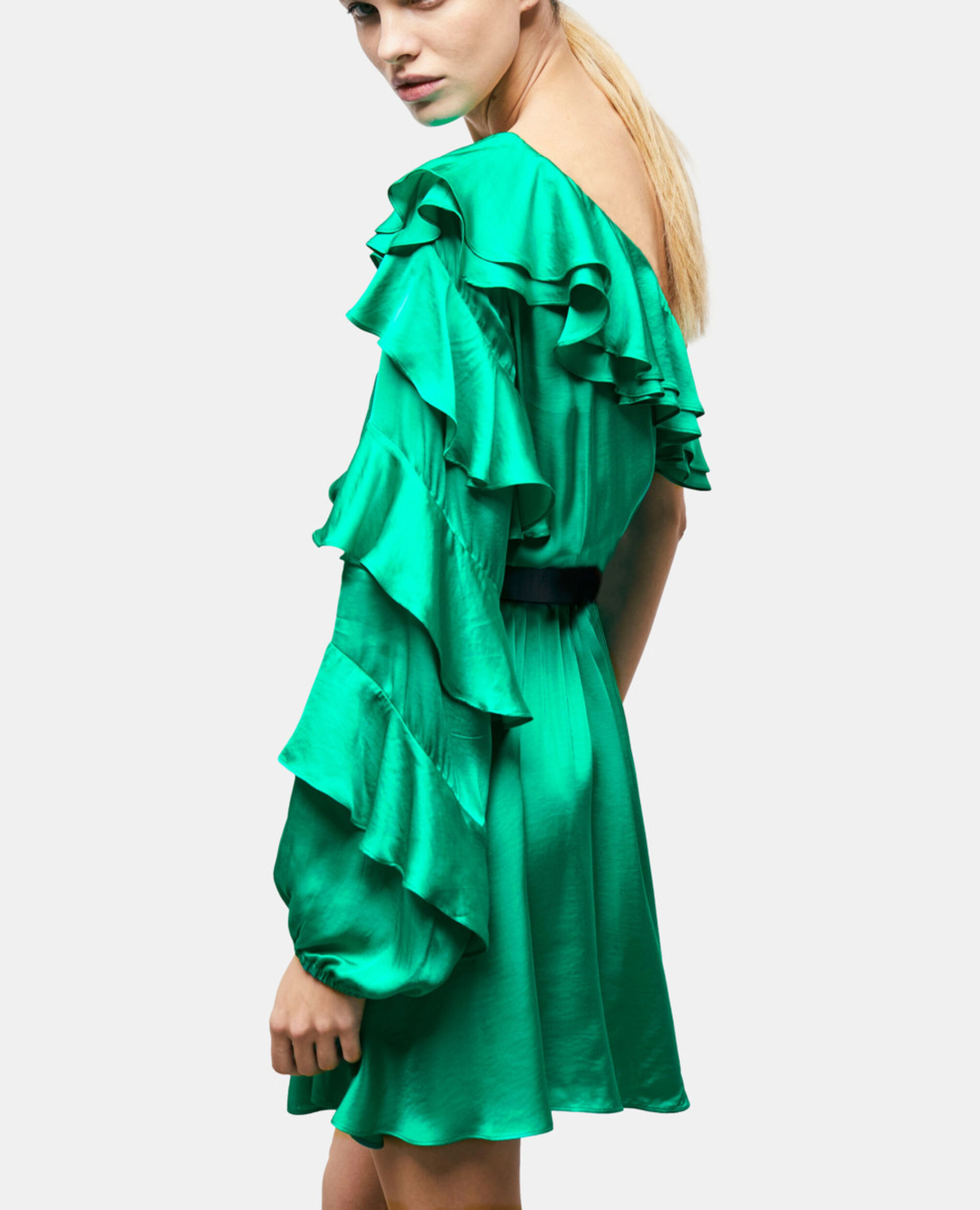 Short asymmetric green dress, GREEN, hi-res image number null