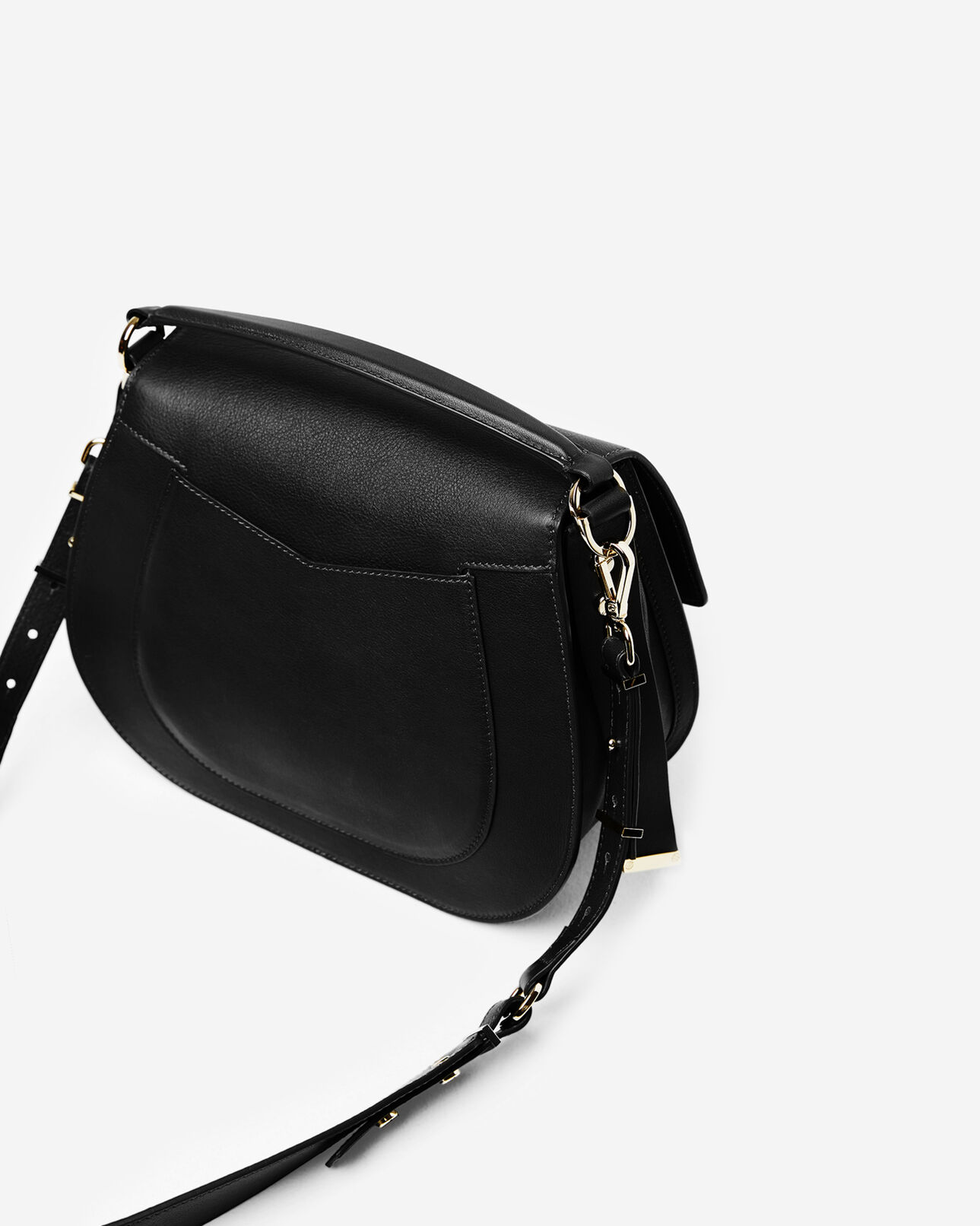 The Kooples WOMEN BLACK hobo maxi leather bag in black
