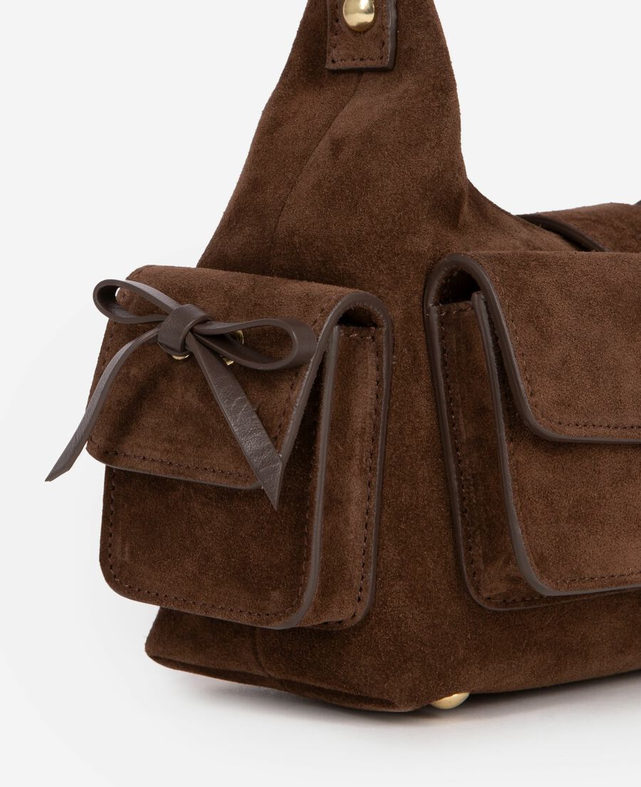 The Kooples WOMEN CHOCOLATE amelia small brown suede bag
