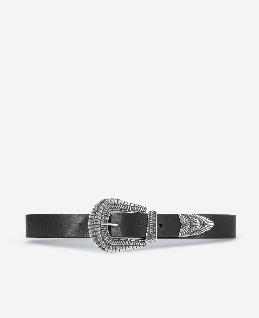 The Kooples WOMEN BLACK black leather belt