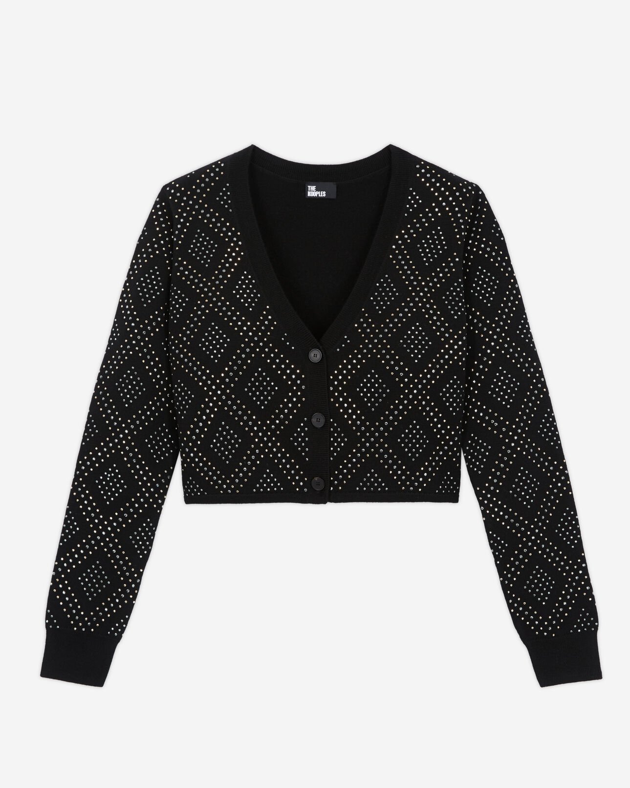 The Kooples F BLACK black cardigan with rhinestones