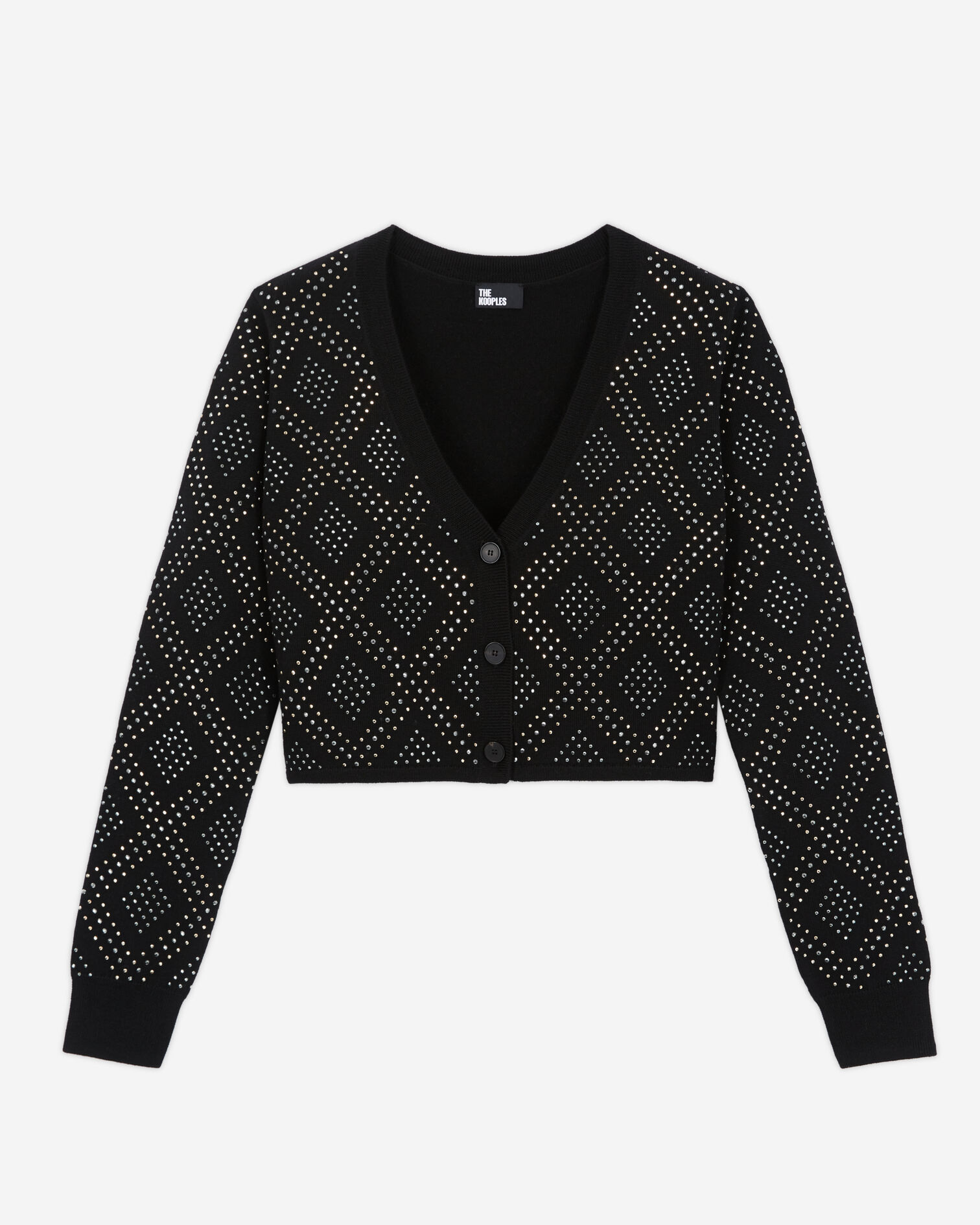 Black cardigan with rhinestones, BLACK, hi-res image number null