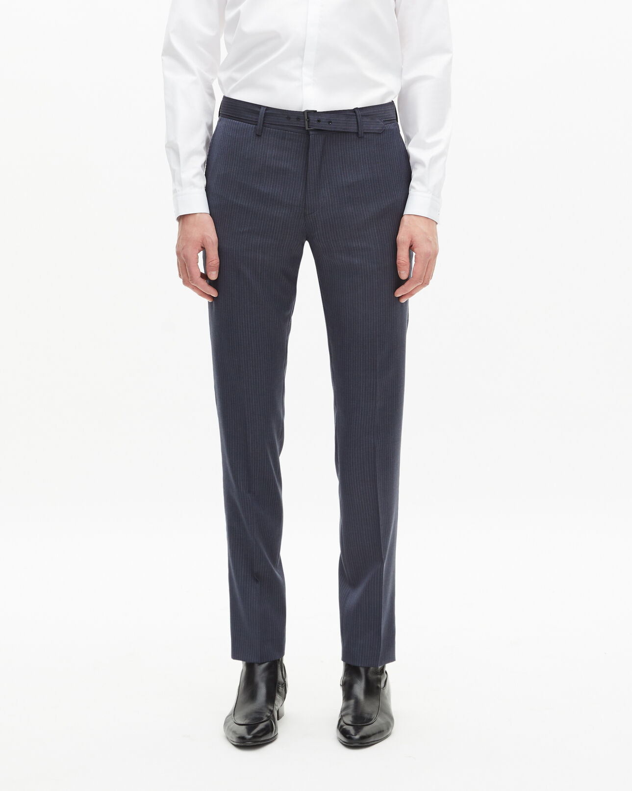 The Kooples HOMME BLUE pantalon de costume à rayures bleu