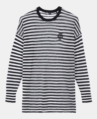 The Kooples DAMEN BLACK / WHITE gestreifter pullover aus mohair und wolle