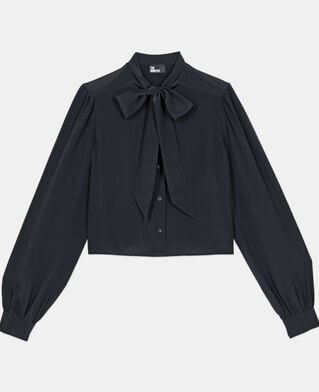 The Kooples F BLACK short black silk shirt