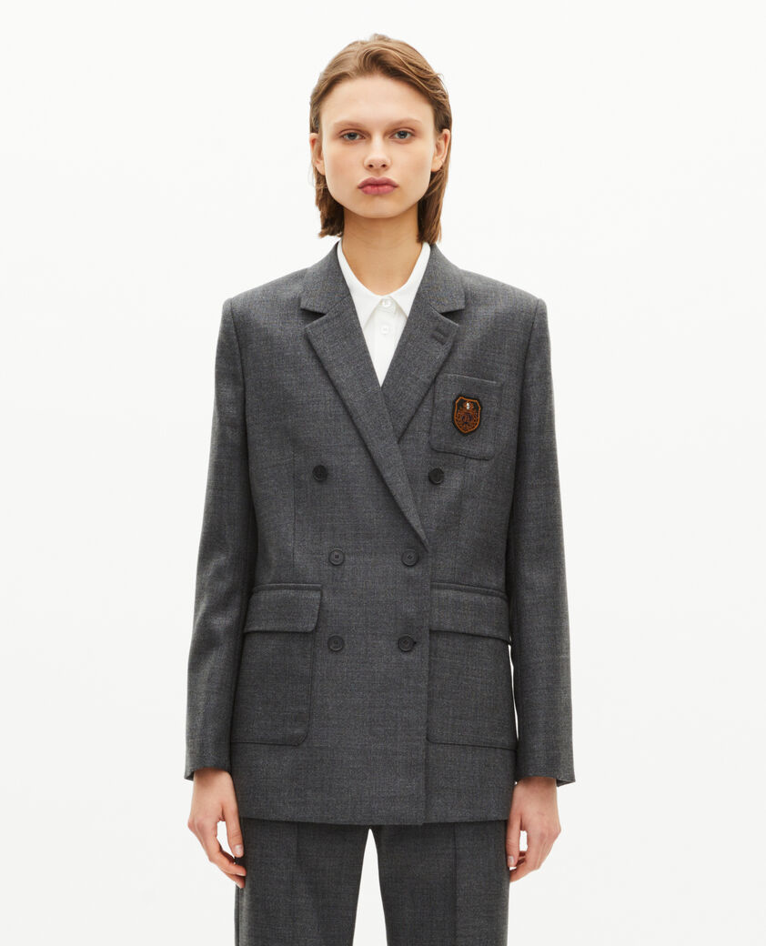 The Kooples DAMEN BLACK dunkelgraue schneiderjacke