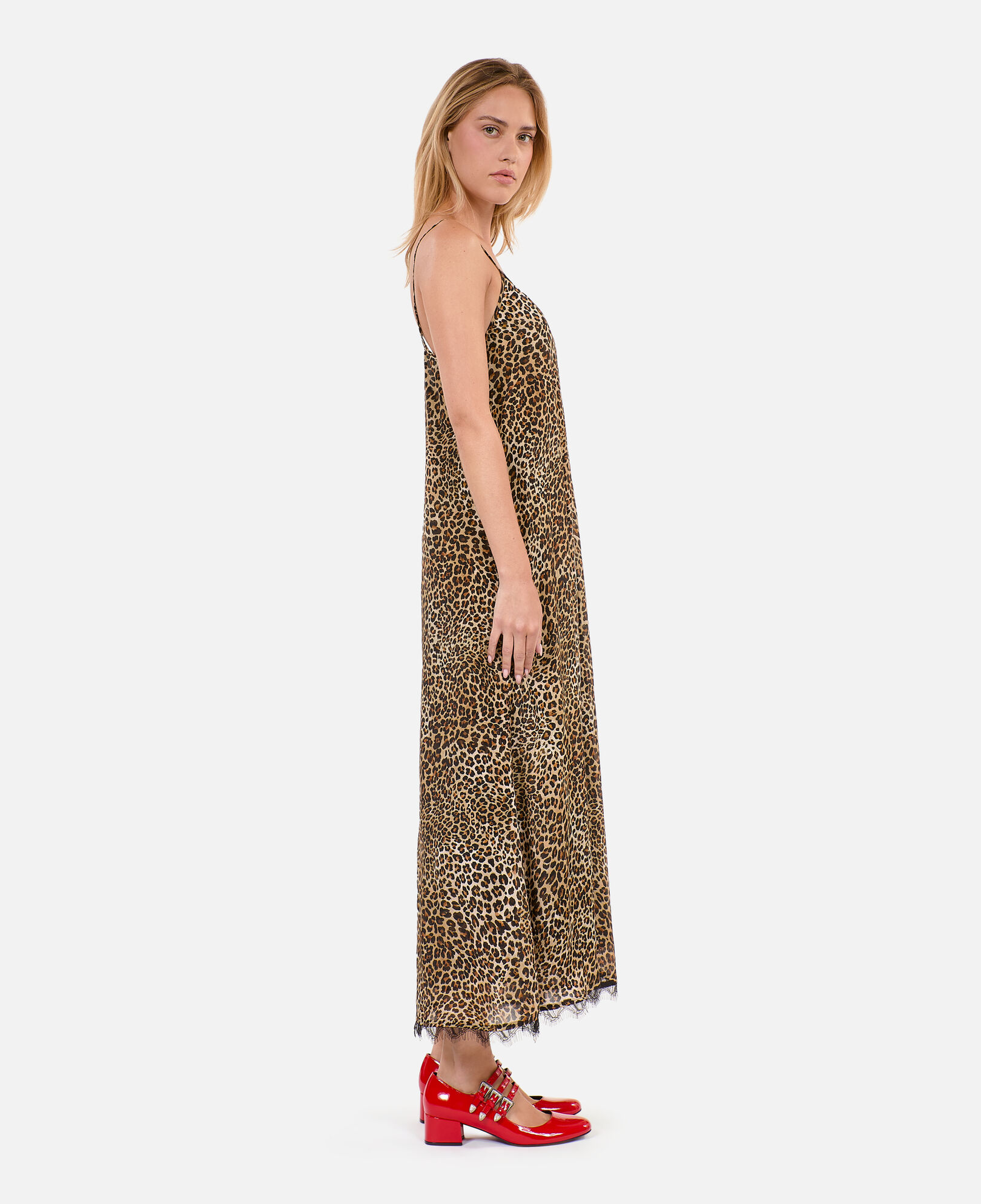 The Kooples MUJER LEOPARD vestido lencero largo estampado mezcla seda