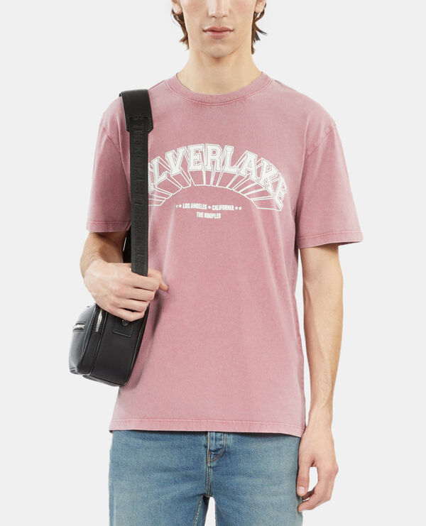 The Kooples HOMME PINK WOOD t-shirt avec sérigraphie rose