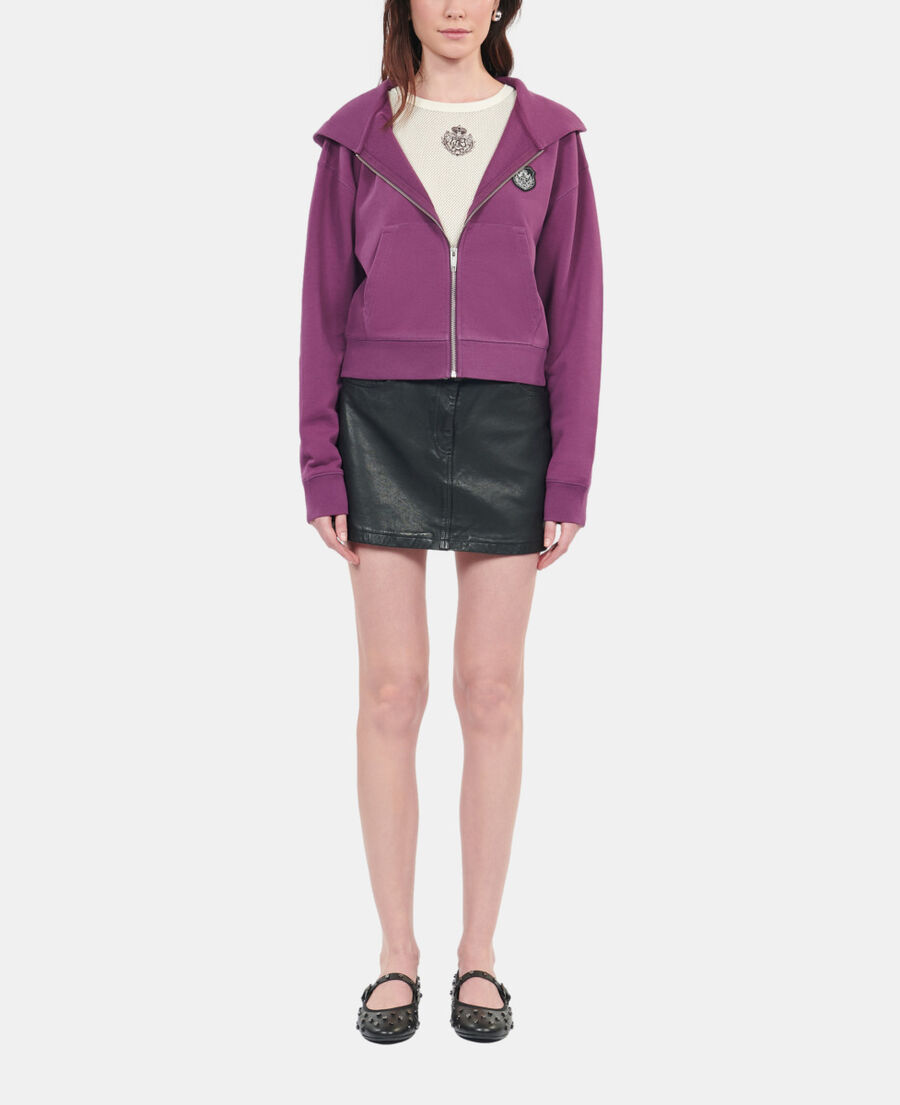 The Kooples FEMME PRUNE sweatshirt &agrave; capuche blason violet