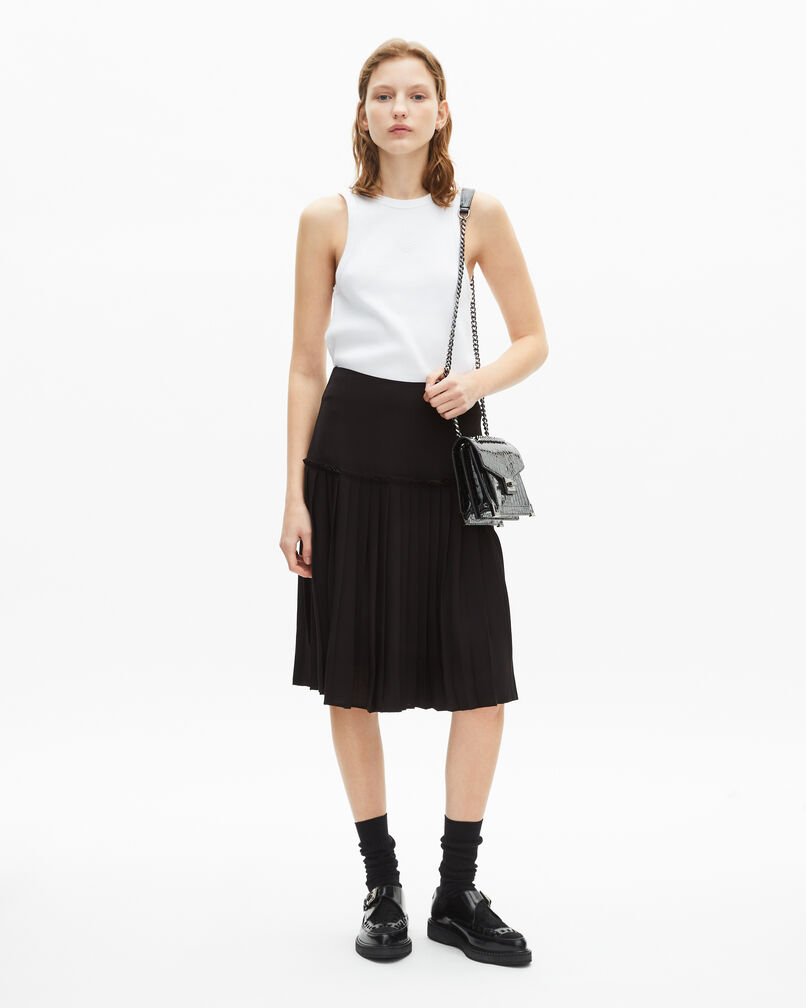 The Kooples FEMME BLACK jupe midi plissée noire