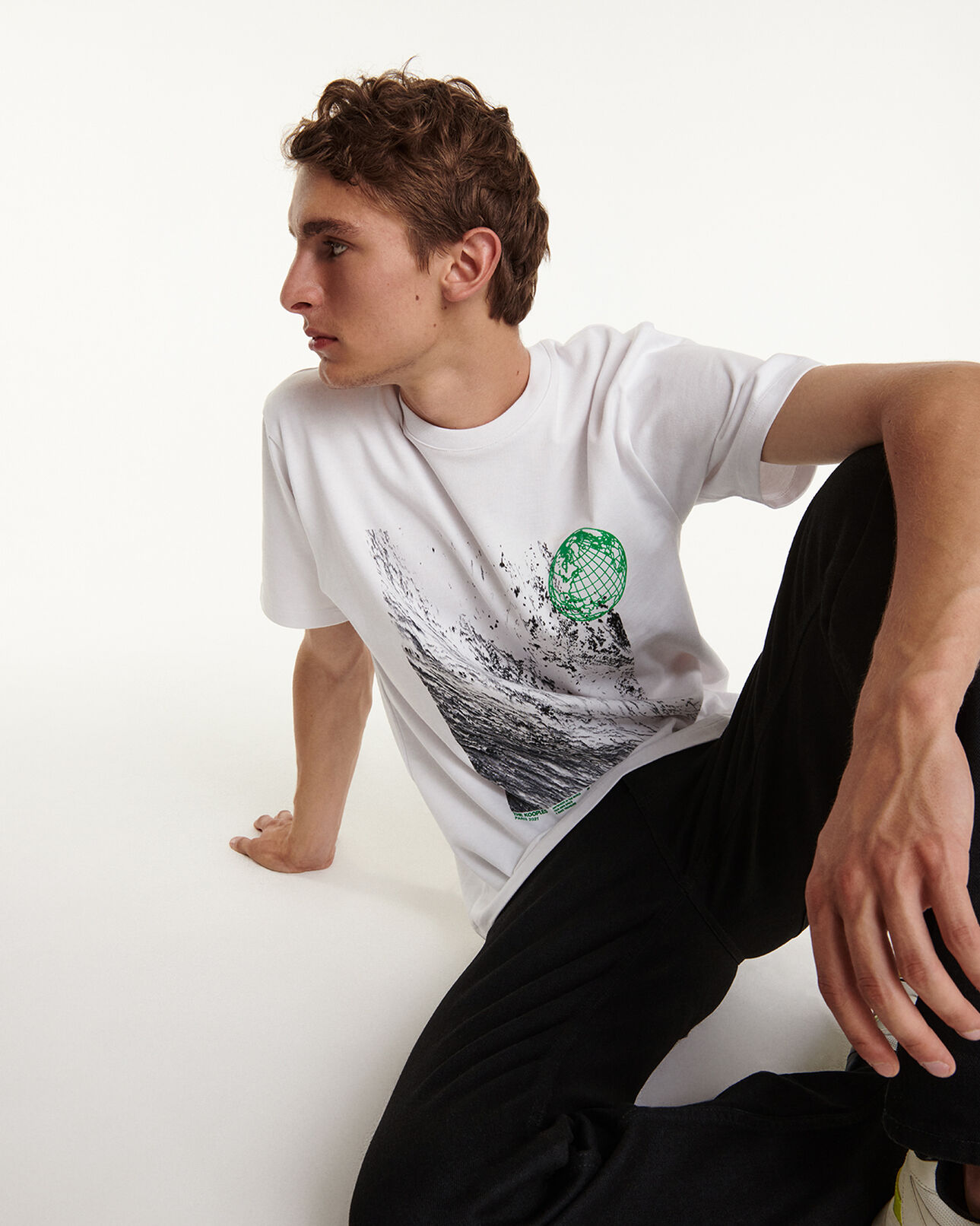 The Kooples HOMME WHITE t-shirt en coton blanc à motif