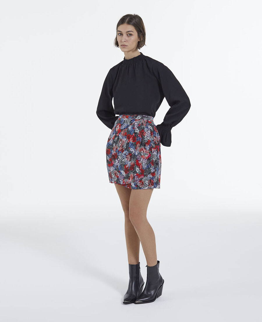 cropped silk skirt with floral print