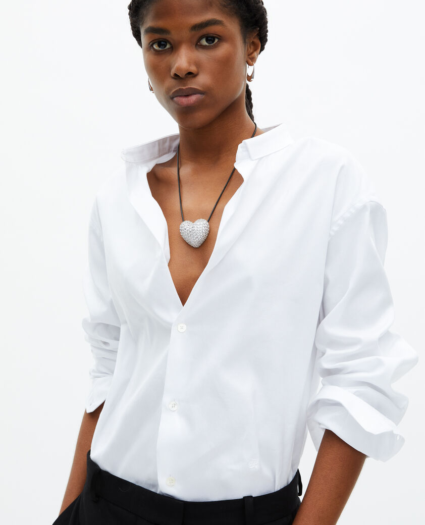 The Kooples F SILVER silver rhinestone heart pendant necklace