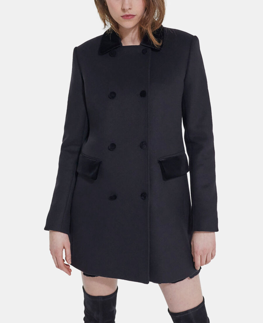 manteau en laine et cachemire noir