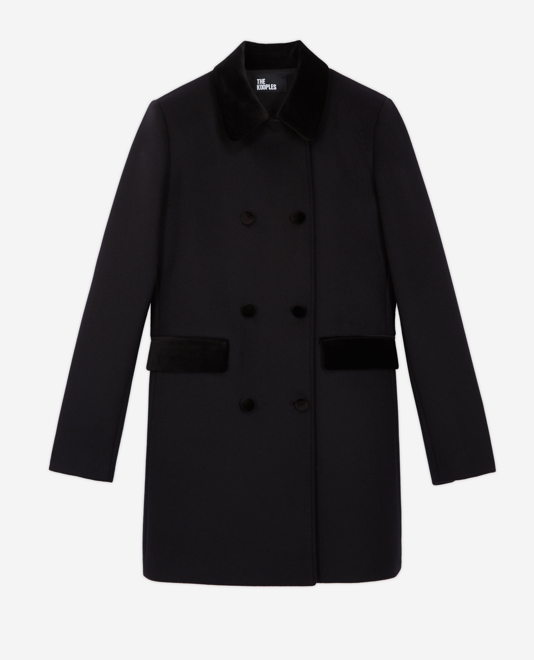 Manteau en laine et cachemire noir, BLACK, hi-res image number null