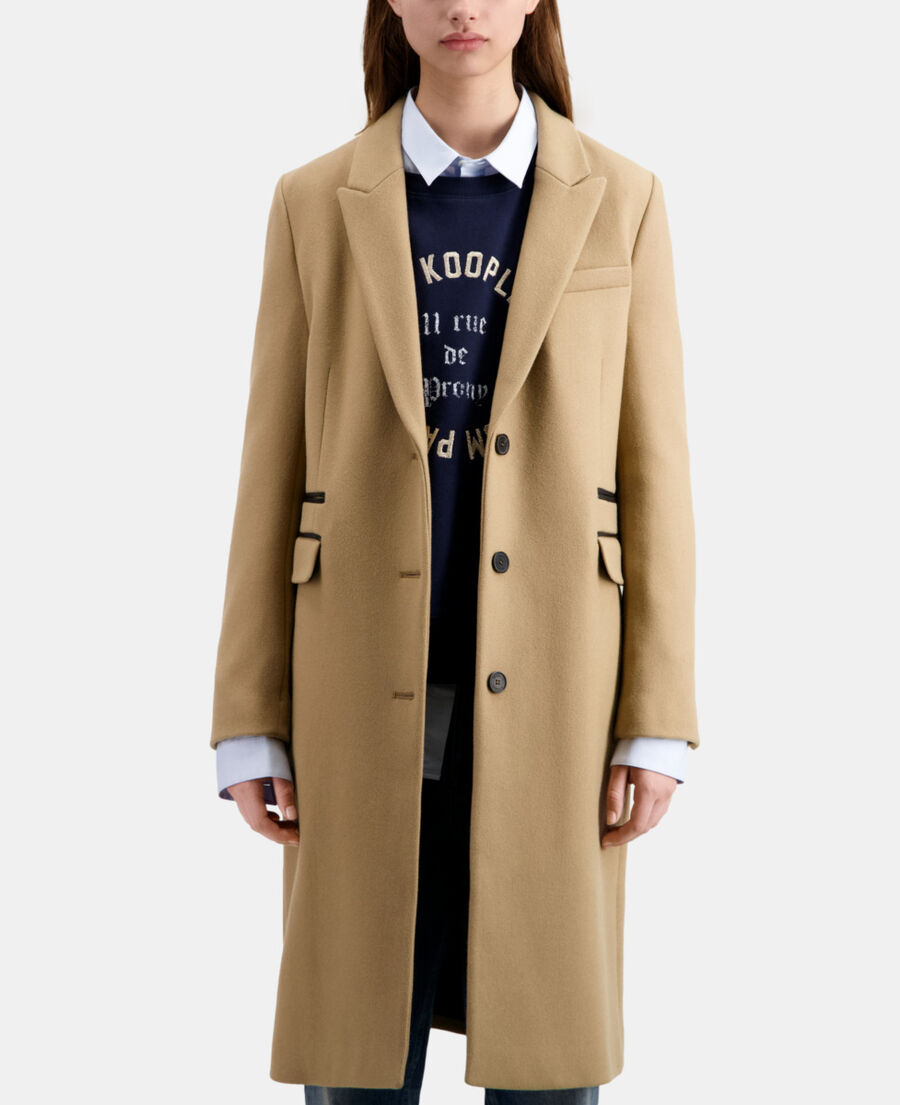 manteau long camel en mélange de laine