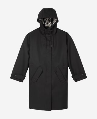 The Kooples DAMEN BLACK langer parka mit kapuze in schwarz