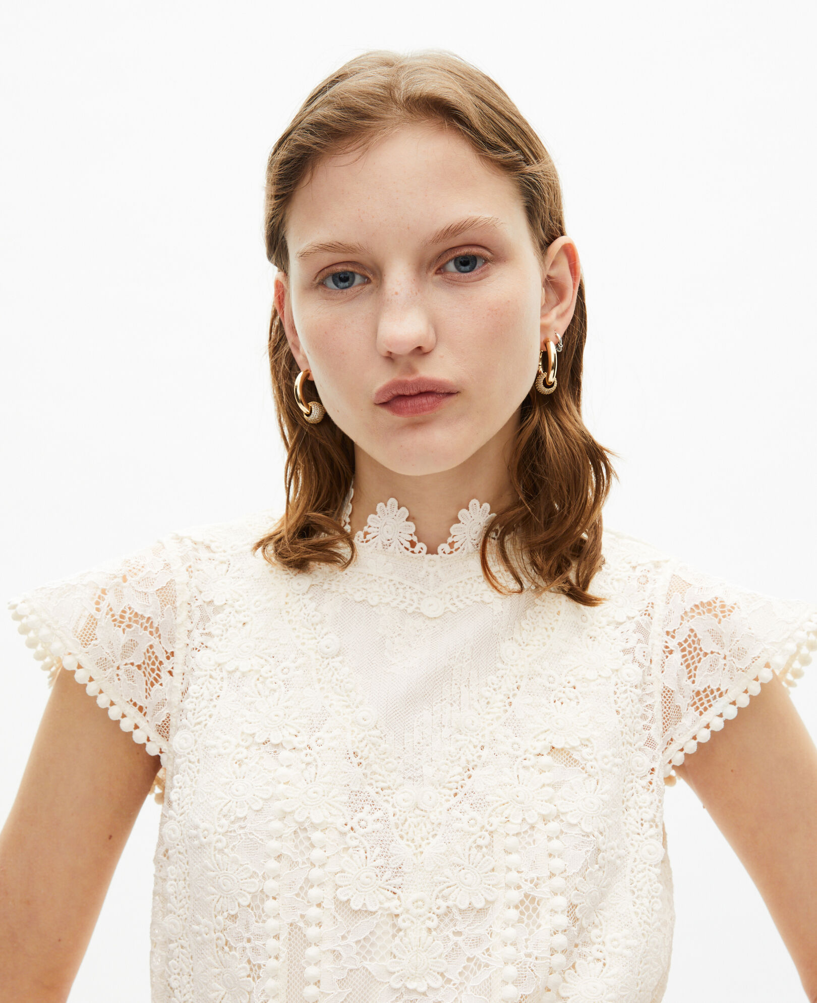 The Kooples WOMEN ECRU short ecru lace dress