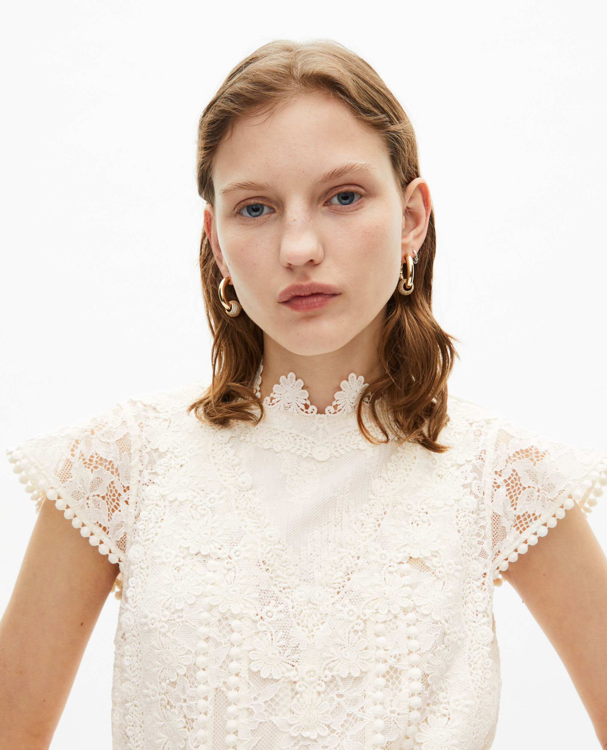 Short ecru lace dress, ECRU, hi-res image number null