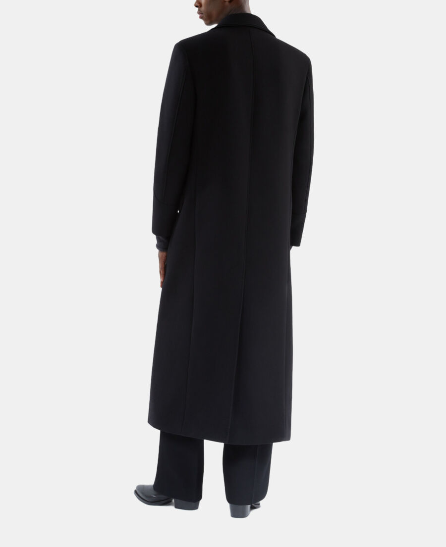 The Kooples HOMME BLACK manteau long en laine m&eacute;lang&eacute;e noire