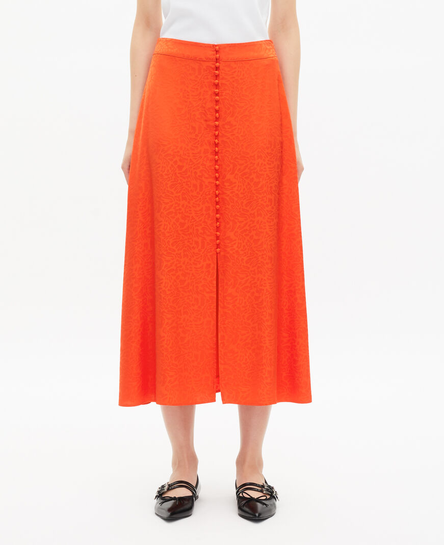 The Kooples F ORANGE RED long skirt in orange jacquard