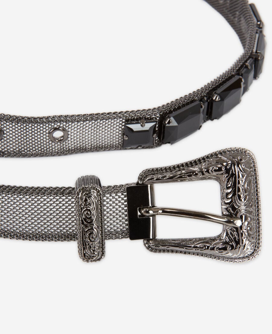 The Kooples WOMEN BLACK black gemstone belt with western-style buckle