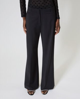 The Kooples WOMEN BLACK wide-leg pants with black wool stripe