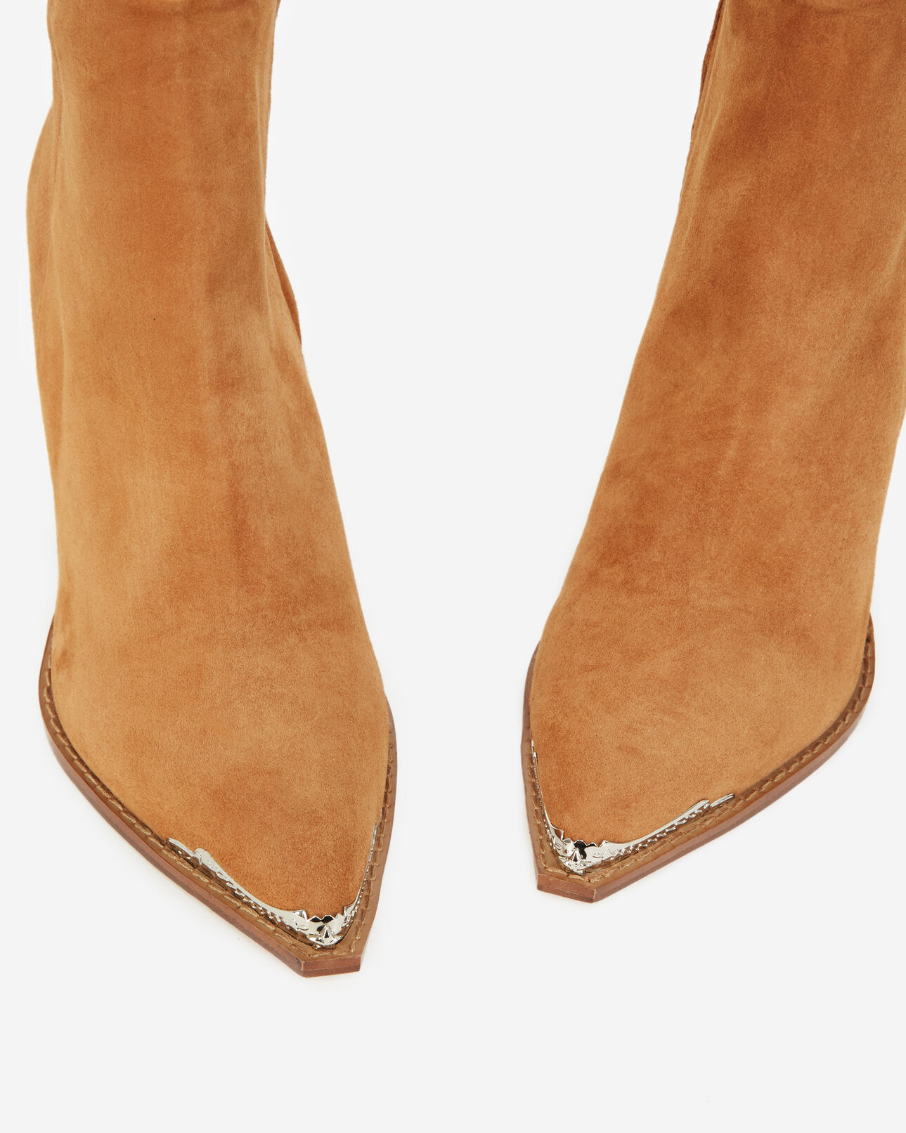 The Kooples FEMME CAMEL bottines camel à talons détail argenté