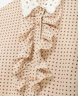 The Kooples FEMME BEIGE / RED chemise manches courtes à pois beige