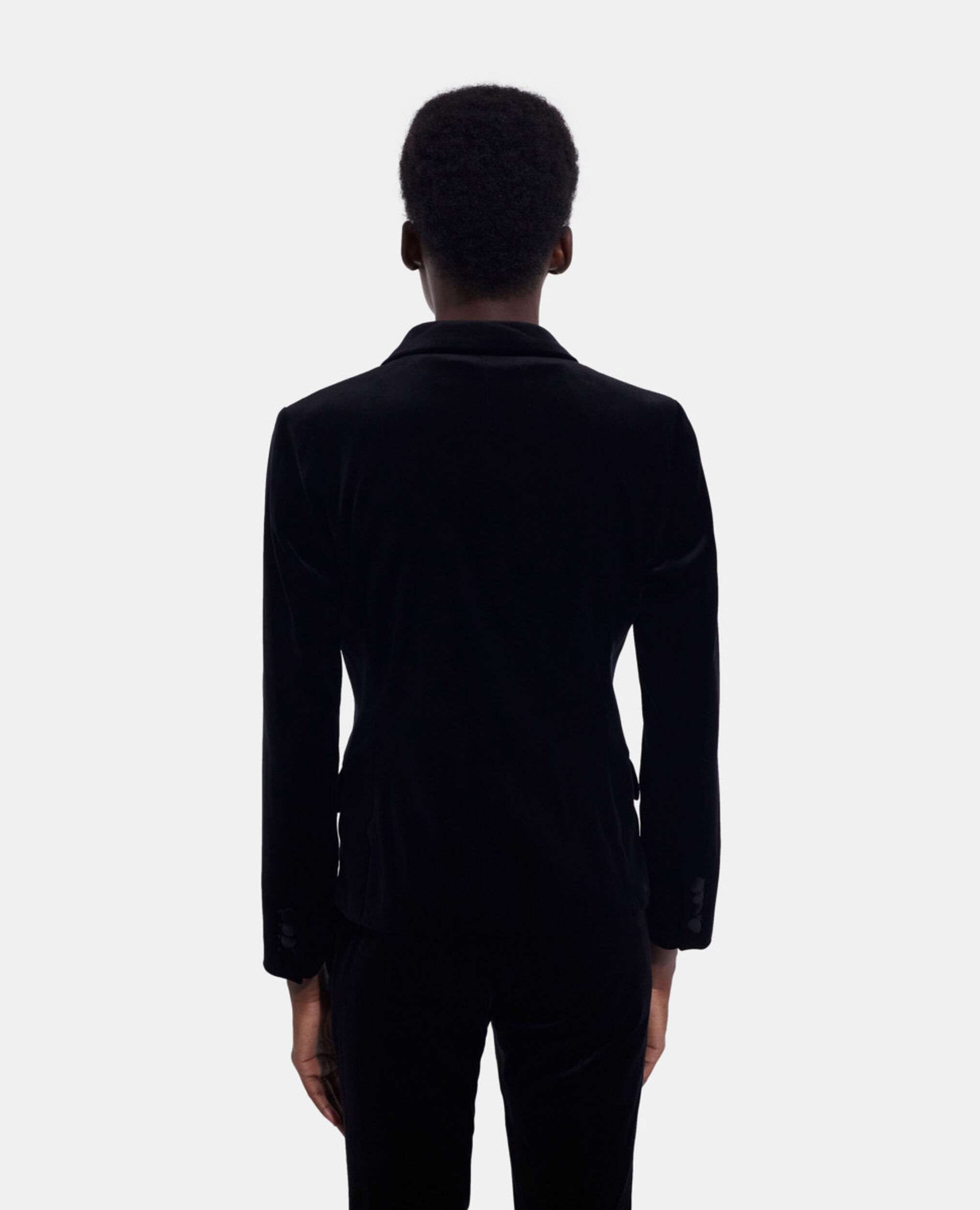 Black velvet suit jacket, BLACK, hi-res image number null